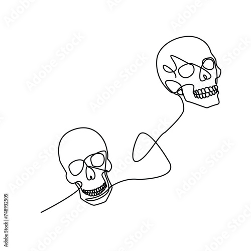 skull single continuous one line out line vector art  drawing  and tattoo design