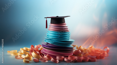 See a 3D piggy bank capadorned beside a coin spiral reflecting the financial journey through college Style Innovative 3D photo