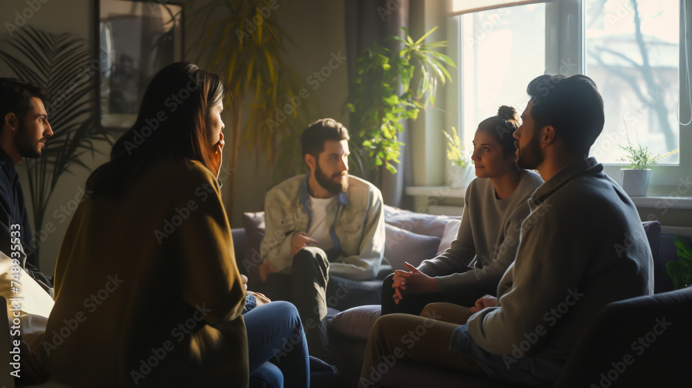 Poster about support in a therapeutic group, receiving acceptance, sympathy and an outside perspective, group psychotherapy Poster about support in a therapeutic group, receiving acceptance, sympathy and an outside perspective, group psychotherapy