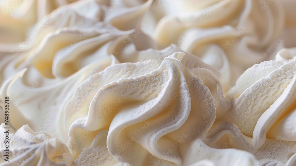 close-up a creamy frozen ice cream of color is white with intricate textures and patterns. close-up a creamy frozen ice cream of color is white with intricate textures and patterns.