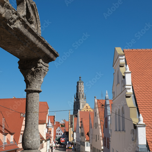 view on street and roofs in Nordlingen, Germany