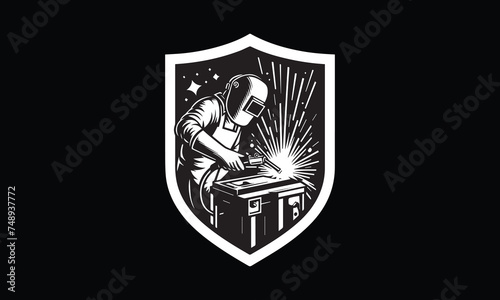 Shield with welding logo design  welding logo  welding logo design  