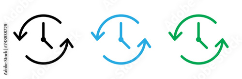 Course of Time Vector Illustration Set. Moments Passage Sign suitable for apps and websites UI design style.