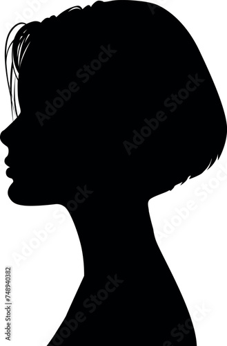 female silhouettes in profile. turn. number. diversity young women for poster or text. elegant background as well.