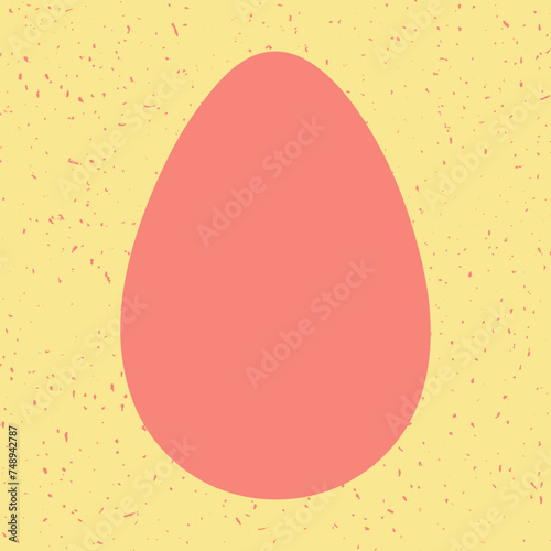 Pink Easter egg vector illustration. Colored egg shape on textured yellow background. Flat cartoon Happy Easter poster, card, icon. Modern egg hunt simple design