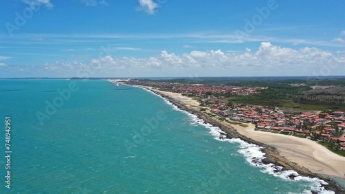 Fantastic aerial view of Camurupim beach near Natal, the capital of Rio Grande do Norte State, Brazil 