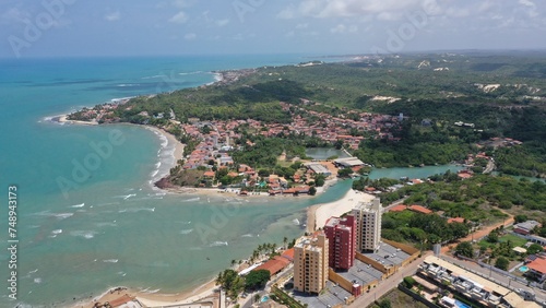 Aerial view of Pirangi beach near Natal, Rio Grande do Norte, Brazil  photo