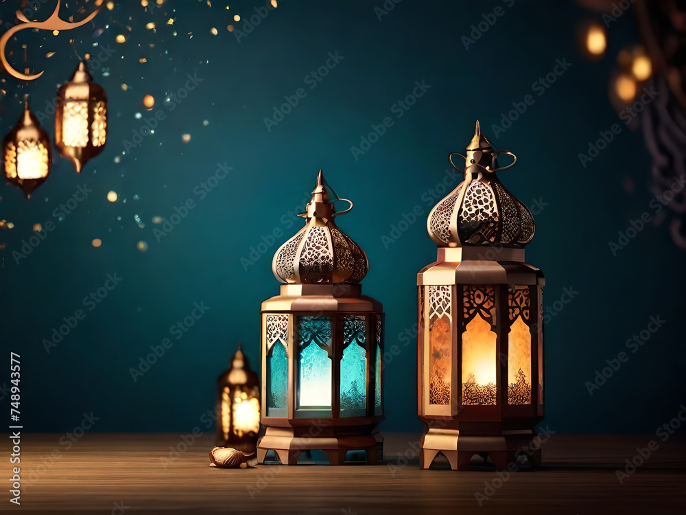 Islamic style lantern design for Ramadan celebration Ai generated background Islamic style lantern design for Ramadan celebration Ai generated background