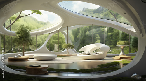 Organic architecture in a futuristic home, seamlessly blending nature and technology to create a unique and harmonious living environment  © Muhammad
