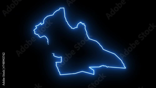 map of Laghouat in algeria with glowing neon effect photo