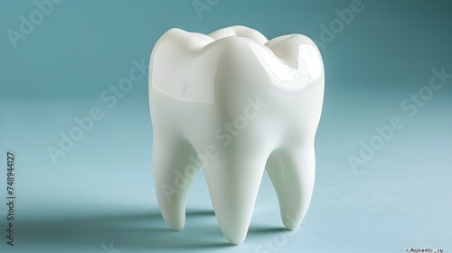 A pristine white tooth symbolizing dental health and hygiene. Concept Dental Care, Oral Health, White Teeth, Dental Hygiene, Healthy Smile