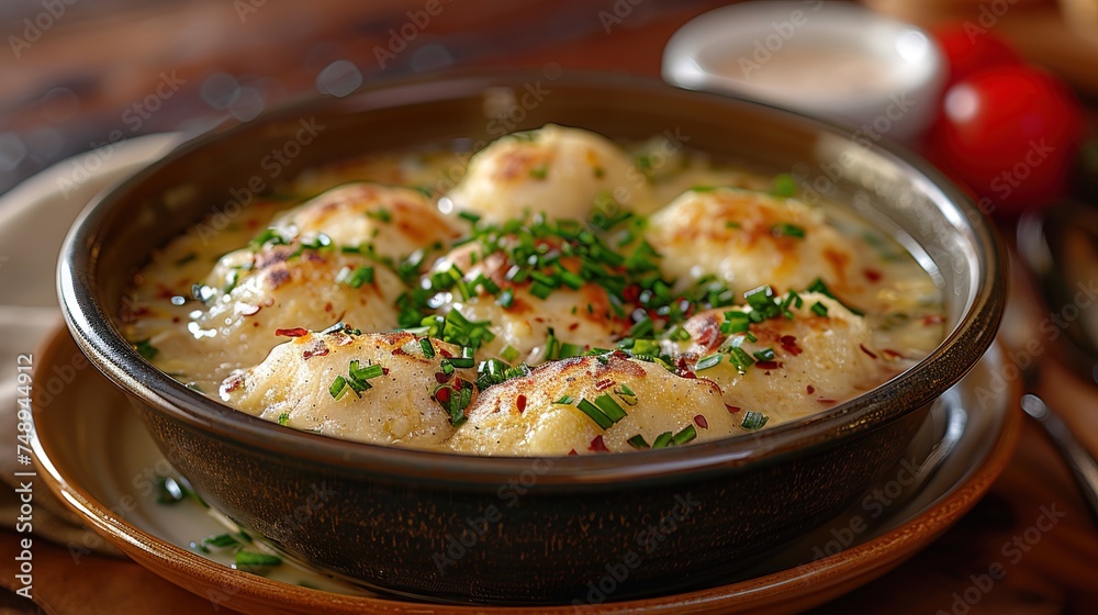 Macro photography of the Southern chicken and dumplings