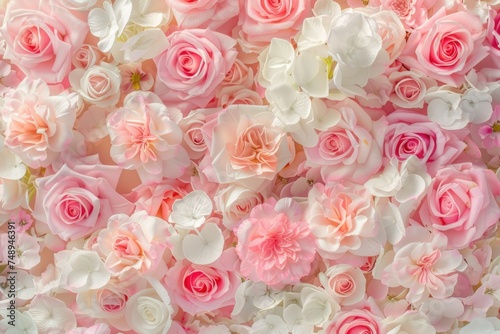 pink roses on a white background