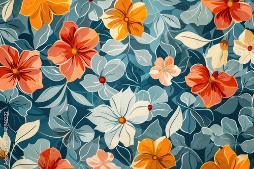 Luxurious  wallpaper. Banner with flowers. Watercolor pink, blue, lilac spots on a color background. Shiny flowers and twigs.
