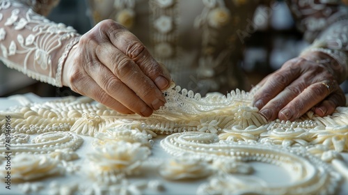 Lace making involves delicate hand-woven patterns that are both intricate and beautiful