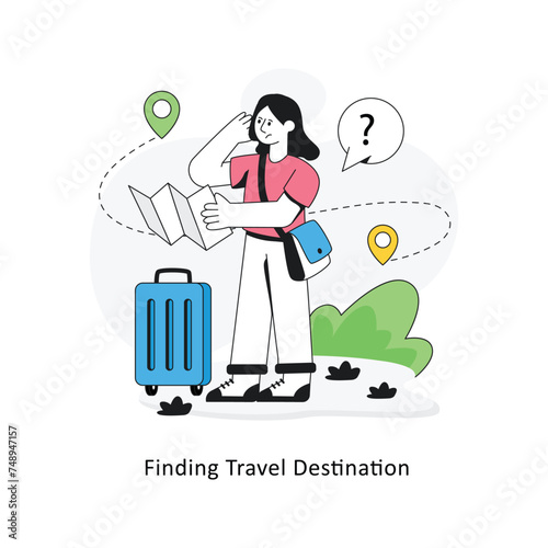 Finding Travel Destination  Flat Style Design Vector illustration. Stock illustration