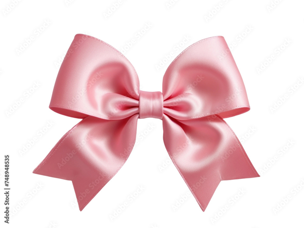pink bow isolated on white, coquette 