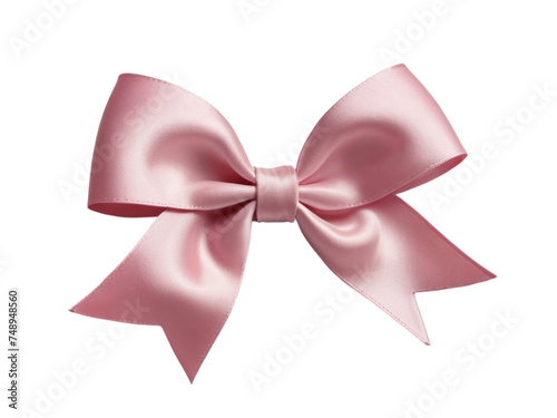 pink ribbon bow, coquette style hair bow isolated on white