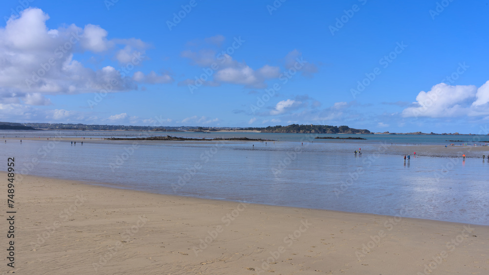 Beach of Lancieux, France during low tide