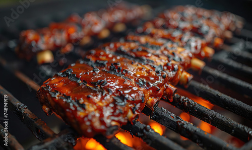 Grilled ribs on the grill.