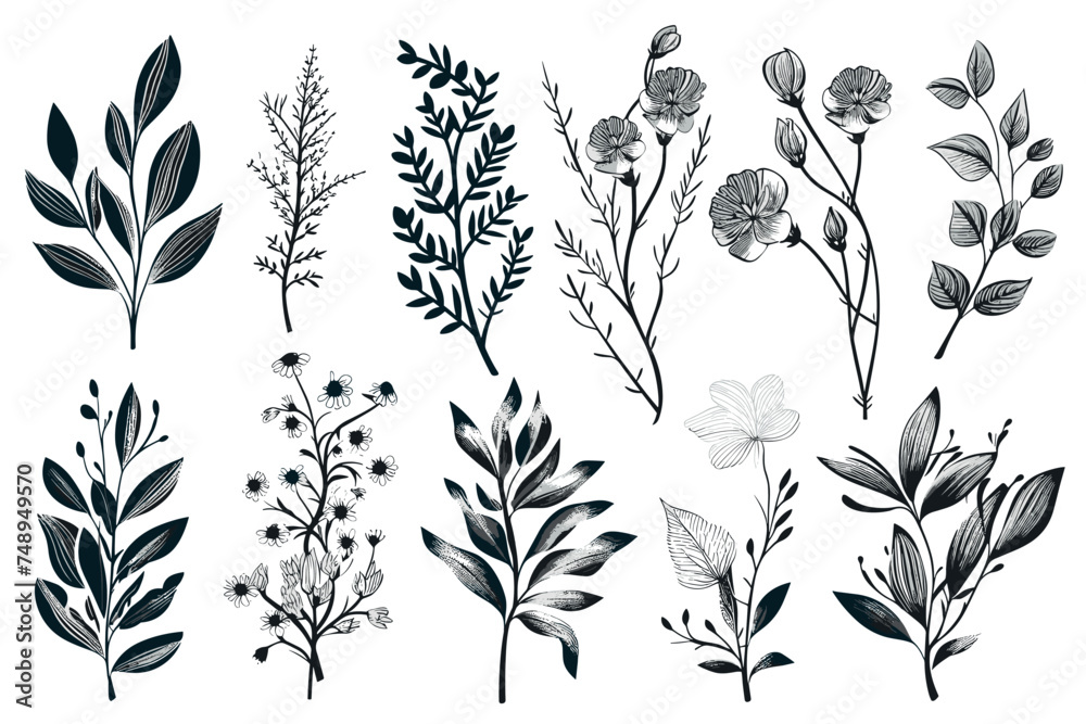 Obraz premium Decorative hand drawn nature ornamental ethnic background , flowers and leaves for adult anti stress. For relax and meditation.