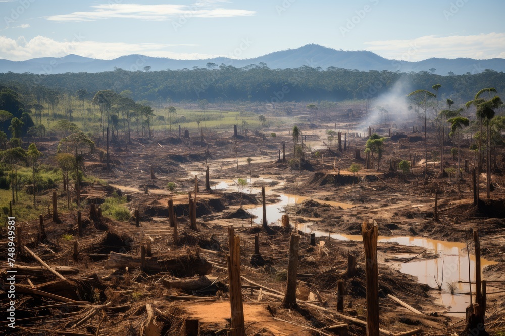 Aerial drone captures devastating effects of land destruction, deforestation, and logging