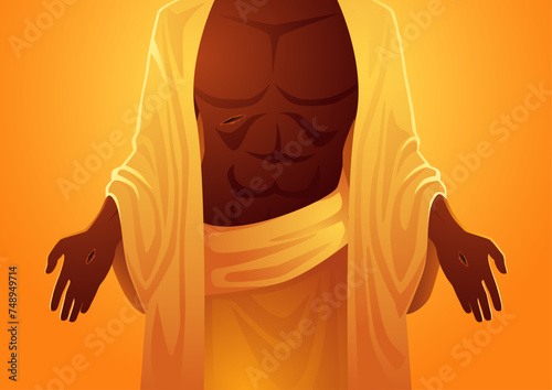 Biblical vector illustration series, Jesus shows his disciples his wounds