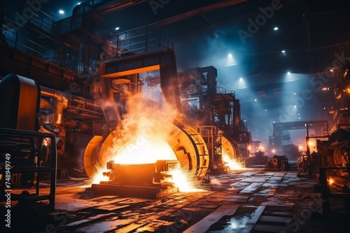 Metallurgical plant - industrial production of metals and pipes, steel manufacturing process © polack