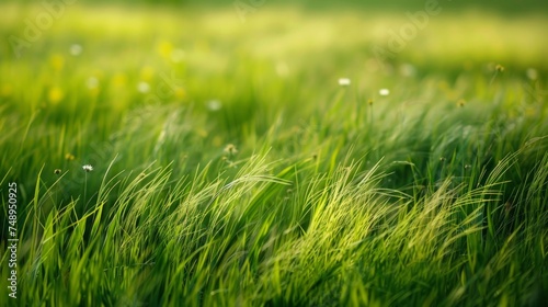 A minimalist composition of a grassy meadow, with tall grass swaying in the wind