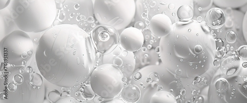 Crystal glass and spheres with liquid drops in the middle  in the style of monochromatic white figures. Abstract wallpaper