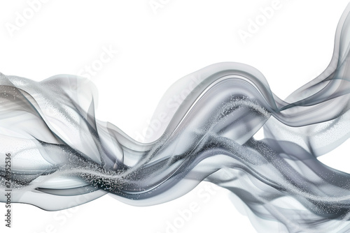 Abstract Silver Smoke Flow on White Background for Modern Design - Isolated on Transparent White Background