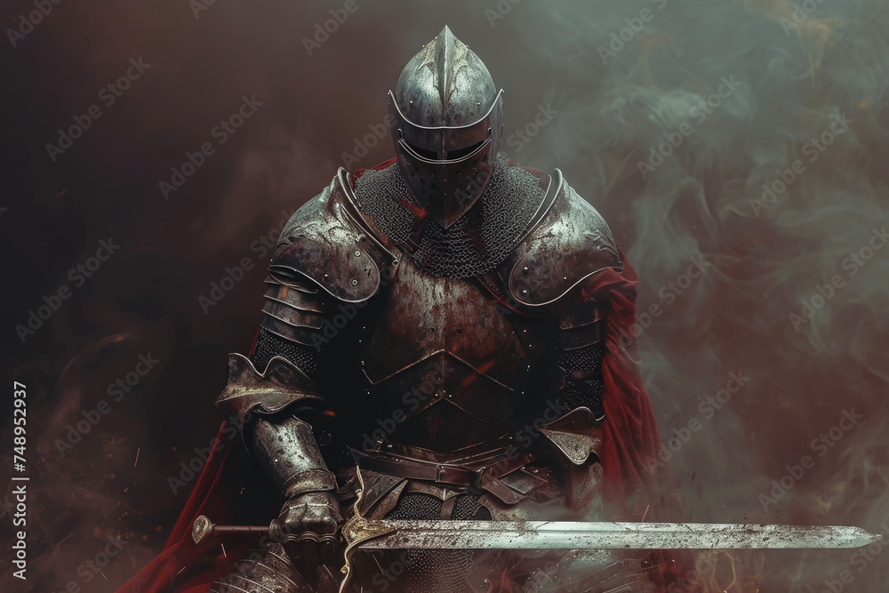 A knight with a armor and a sword A knight with a armor and a sword