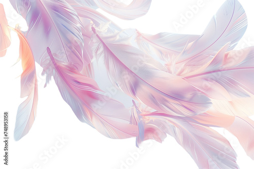 Soft Pink Feathers Floating Gracefully on Transparent Background 