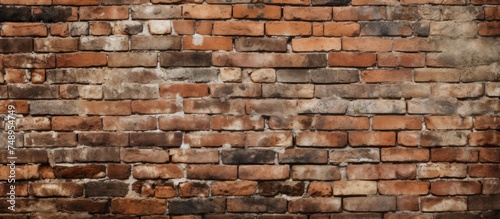 An aged brick wall  lacking mortar  stands weathered and worn. The individual bricks show signs of wear  with gaps and missing pieces evident.