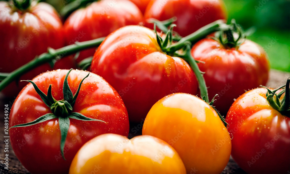 harvest of tomatoes in the garden. Selective focus. harvest of tomatoes in the garden. Selective focus.