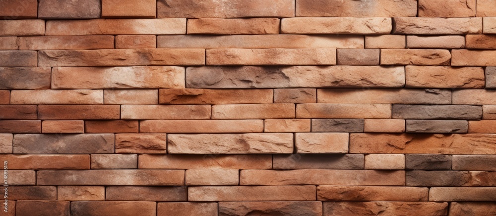 A brown brick wall made of sturdy, evenly sized bricks, illuminated by the noon sunlight. The texture adds depth and character to any interior or exterior setting. A brown brick wall made of sturdy, evenly sized bricks, illuminated by the noon sunlight. The texture adds depth and character to any interior or exterior setting.