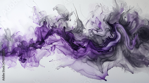 水に垂らした絵の具の背景画像。液体の抽象画。 Background image of paint dripping into water. Liquid abstract painting. [Generative AI]