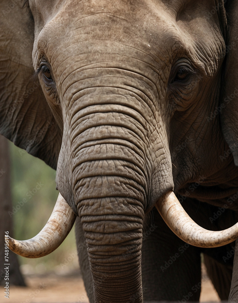 Detailed portrait of an elephant