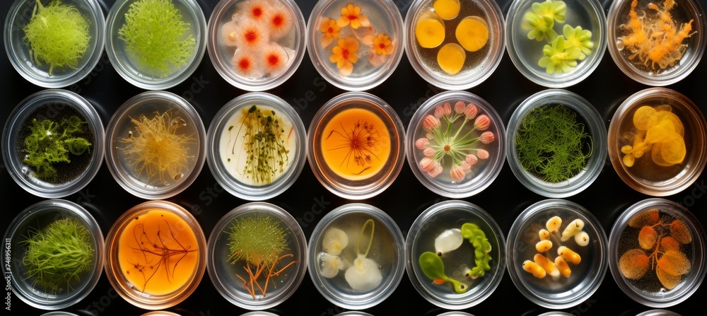 Mold and other fungi samples grown in laboratory petri dishes for mycology and microbiology research Mold and other fungi samples grown in laboratory petri dishes for mycology and microbiology research