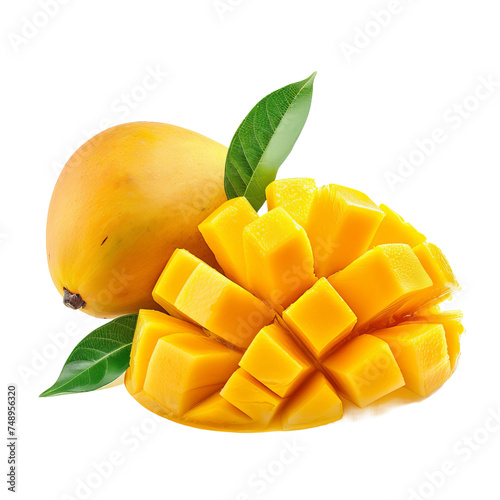 mango fruit with leaves photo