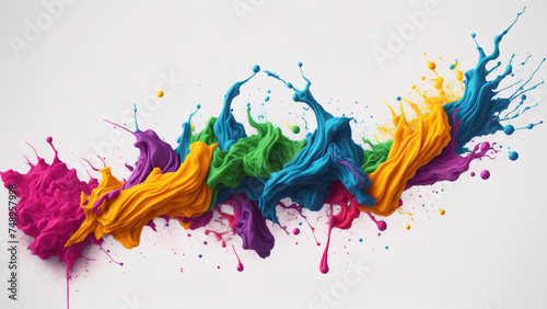 abstract colorful paint splashes isolated on white background. 3d render