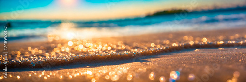 shiny sand on the seashore close-up. Selective focus.