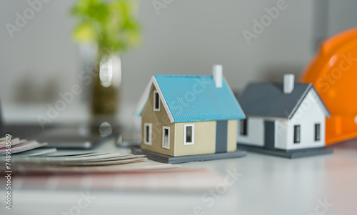 Real estate planning concept with miniature houses