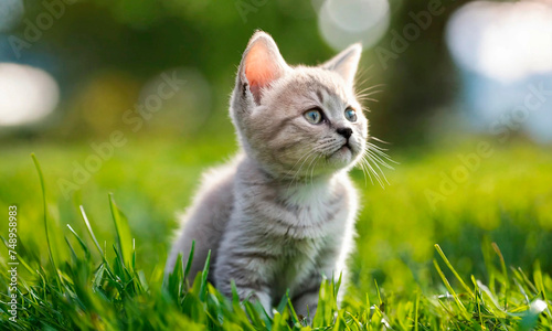 cute kitten on the grass. Selective focus.