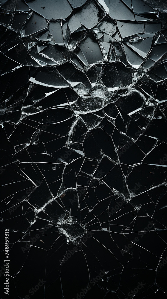 Black background, Weathered Cracked Black Glass Texture Background for Graphic Design and Creative Projects.