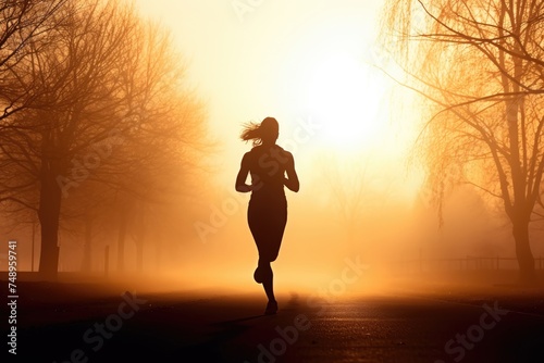 silhouette a running woman