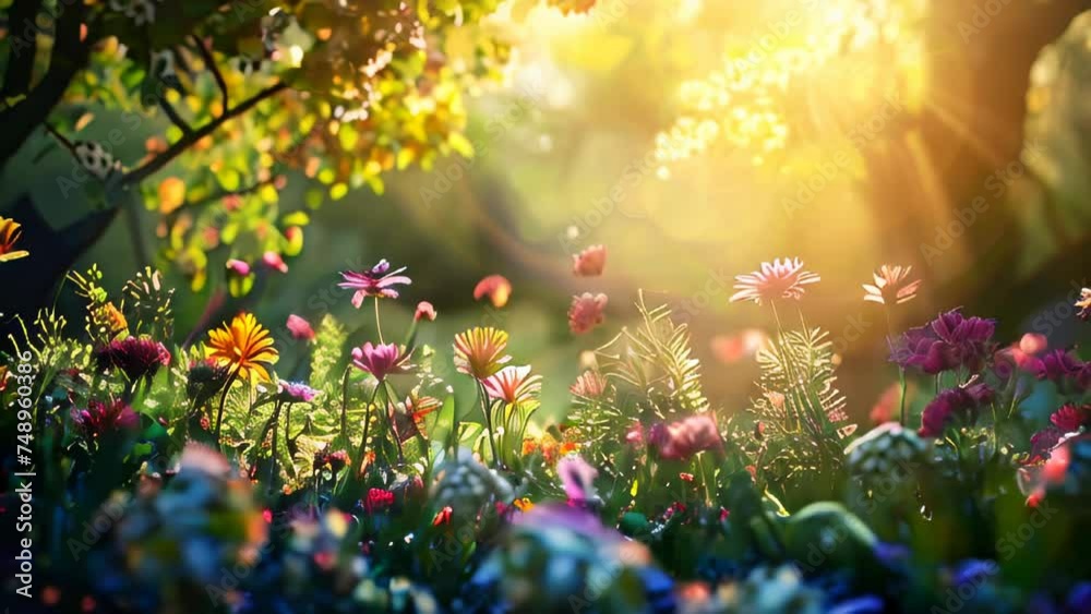 Morning spring scene, clean and fresh illustration