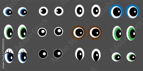 Set of plastic toys eyes different form