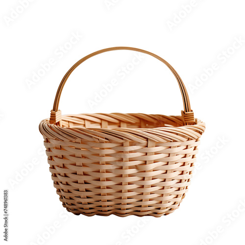 empty wicker basket isolated on transparent background, clipping path, png, 