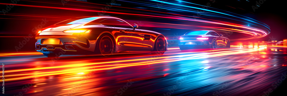 Speed Light Streaks Background 3d image,
Speed racing advertisment background with copy space
